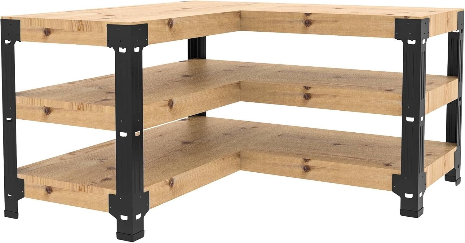 Universal Steel Workbench Kit 5 Legs L Shaped Heavy Duty Work Bench Garage gallery