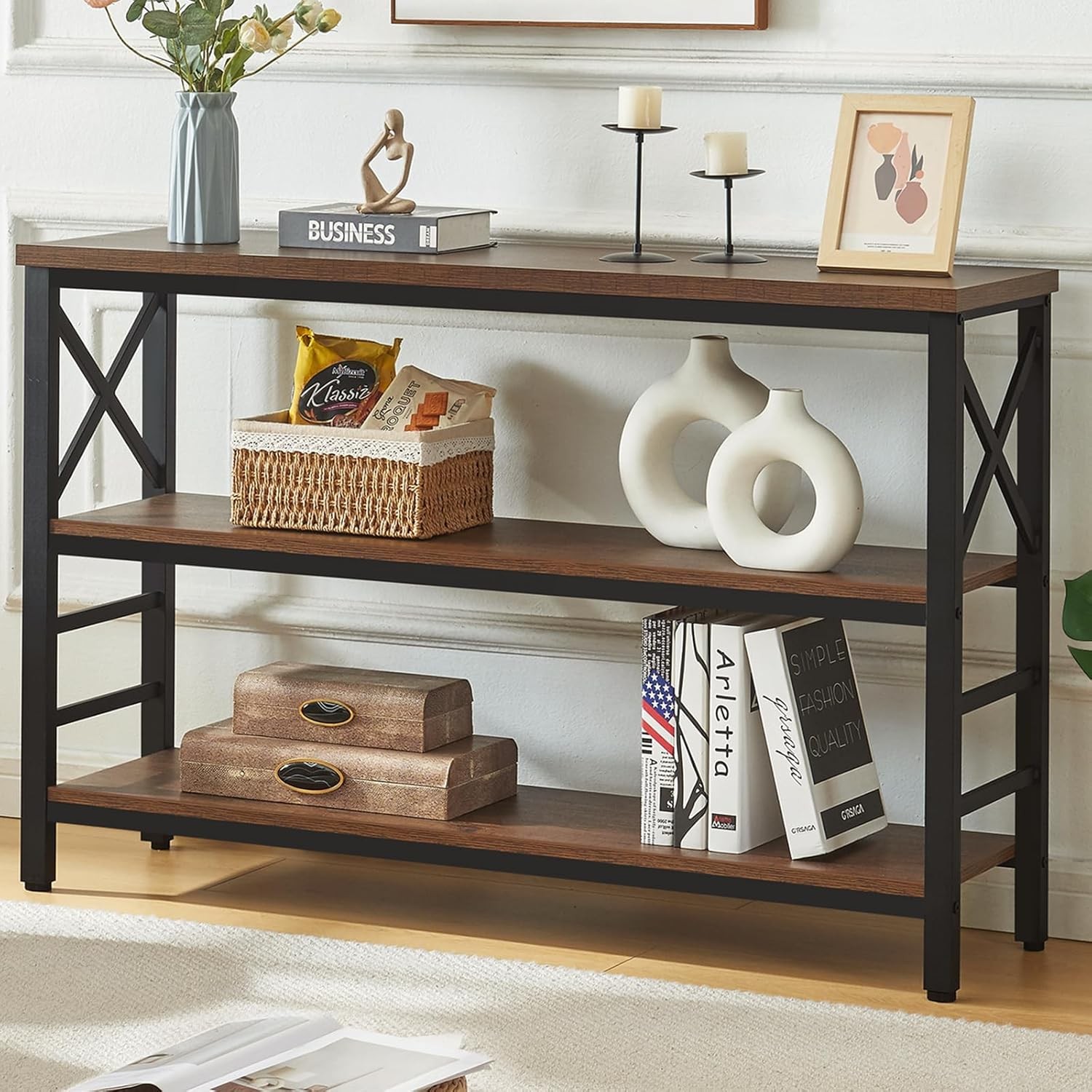 Sofa Table,Industrial Console Table W/ Storage,Entryway Table W/ Engineered Wood gallery
