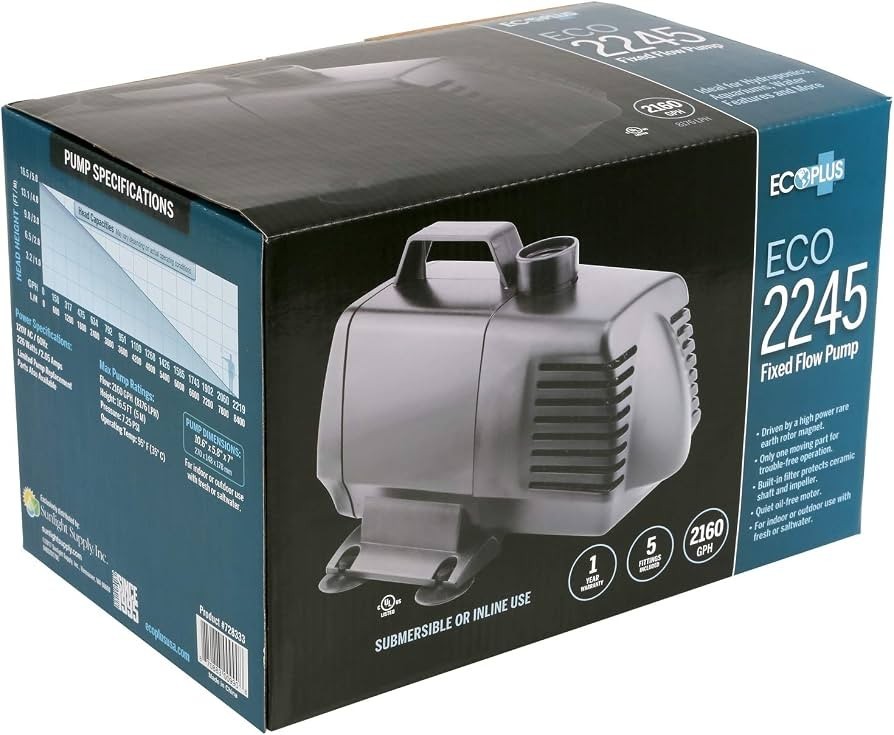 EcoPlus Eco 2245 Fixed Flow Submersible/Inline Pump 2160 GPH gallery