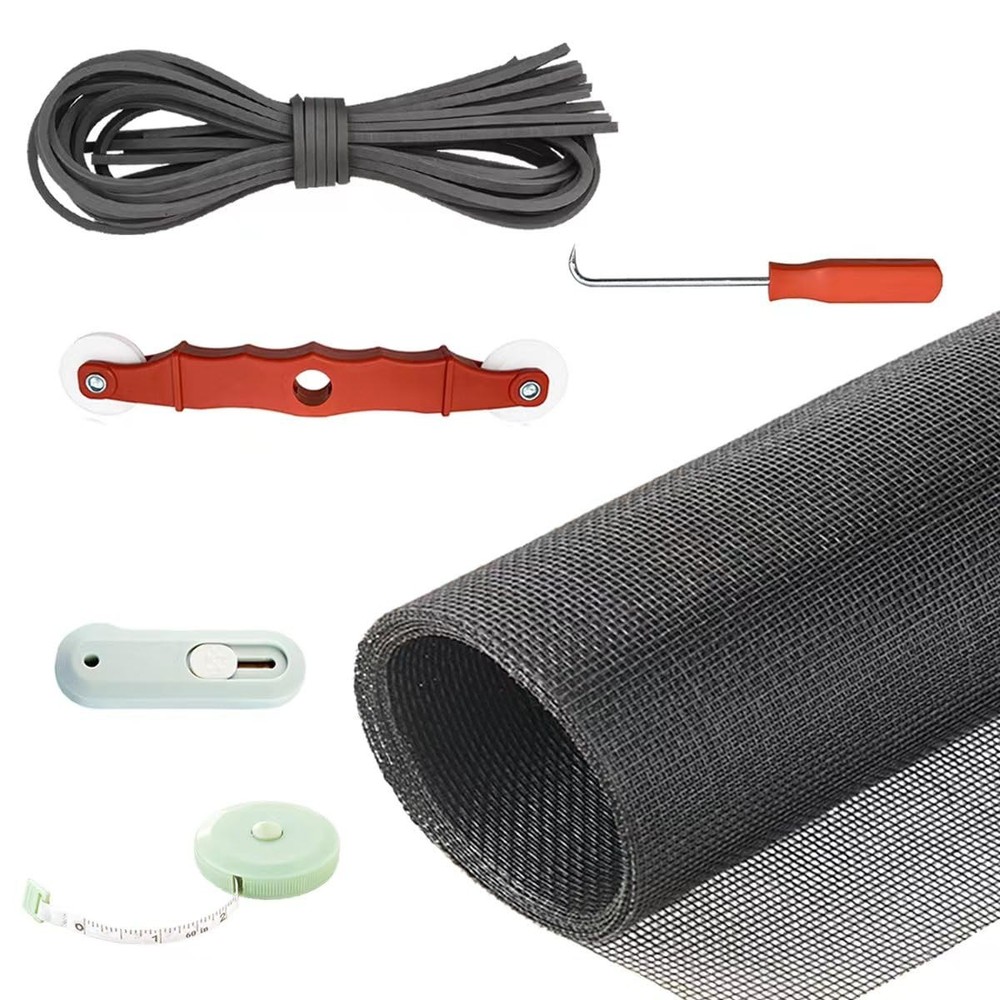 New Window Screen Replacement,48"X118" Screen Repair Kit for Window, Charcoal Fi