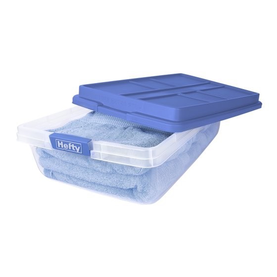 , 40 Quart Clear Storage Bin, Latched Storage Container, with HI-RISE Blue Lid gallery
