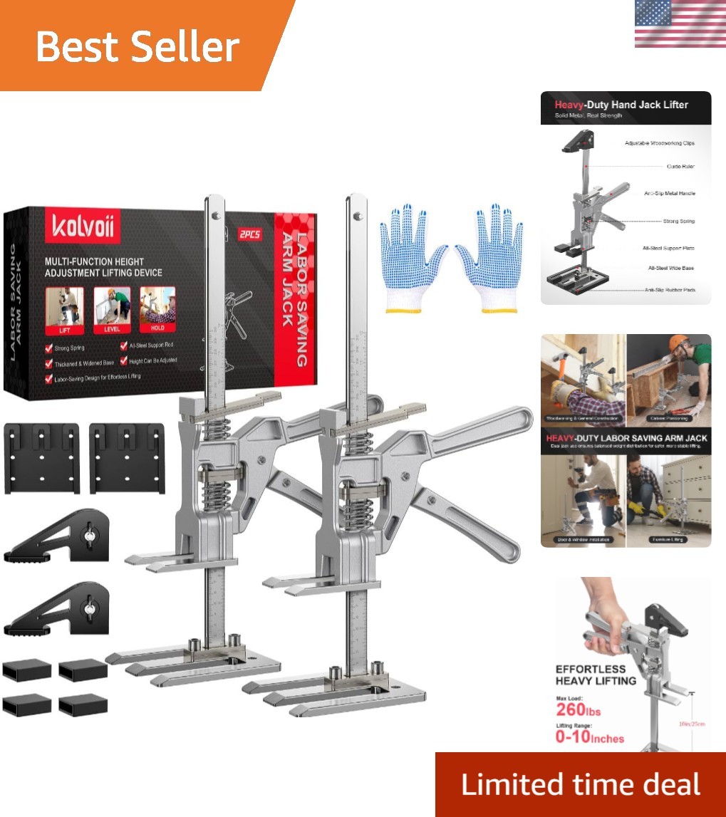 Labor Saving Arm Jack 2 Pack - Height Adjustable, 10” Lifting Capacity Tool gallery