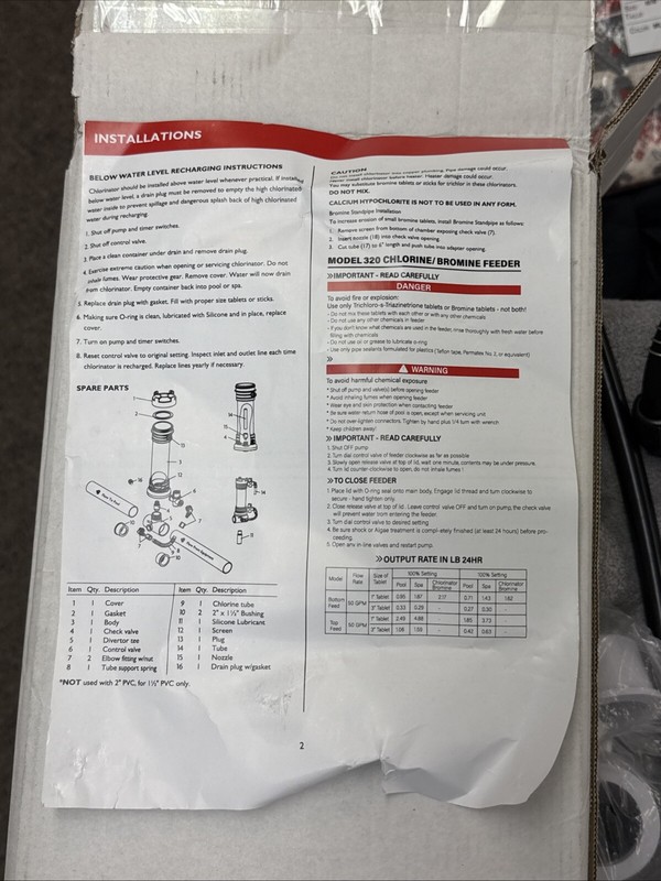 Automatic Chlorine/Bromine Inline Feeder for Rainbow 320 R171096 Vikua gallery