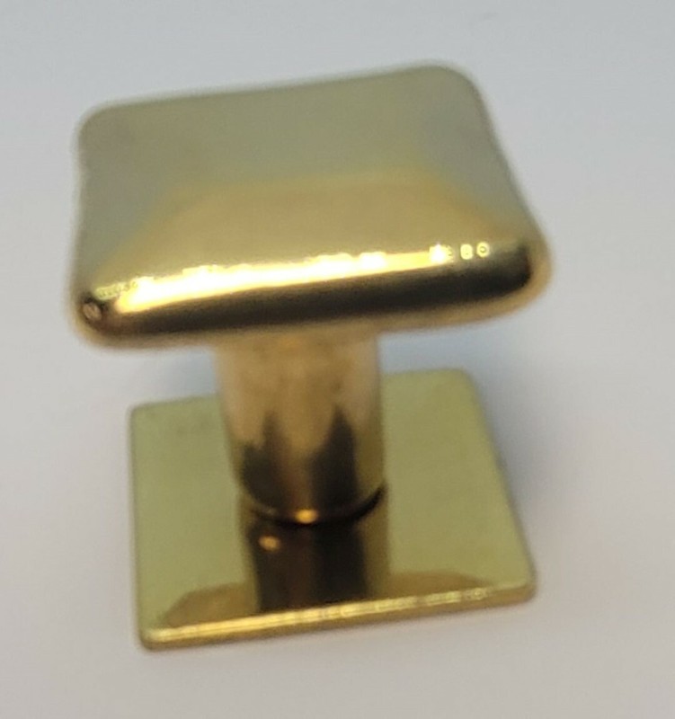 3/4" Solid Polished Brass Square knob pull back plate rustic desk small cabinet gallery
