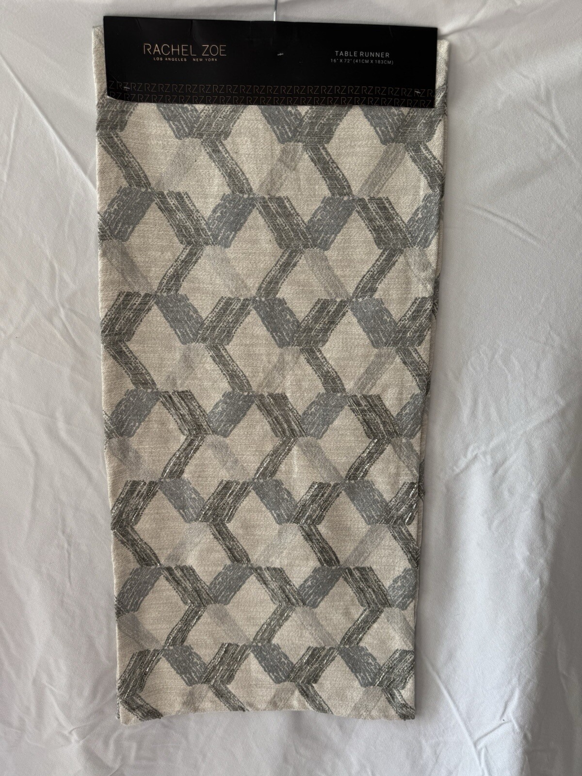 NWT Rachel Zoe Table Runner 16”x72” in Shades Of Grey And Blue gallery