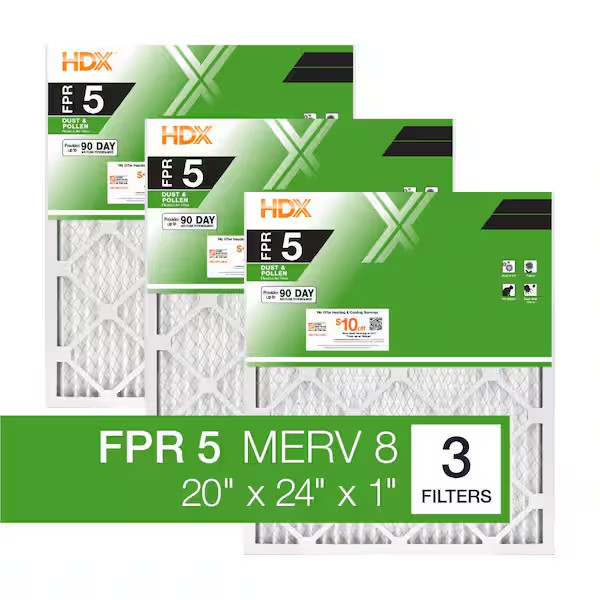 20 x 24 x 1 Standard Pleated Air Filter FPR 5, 3-Pack, Air Filters Replacement gallery
