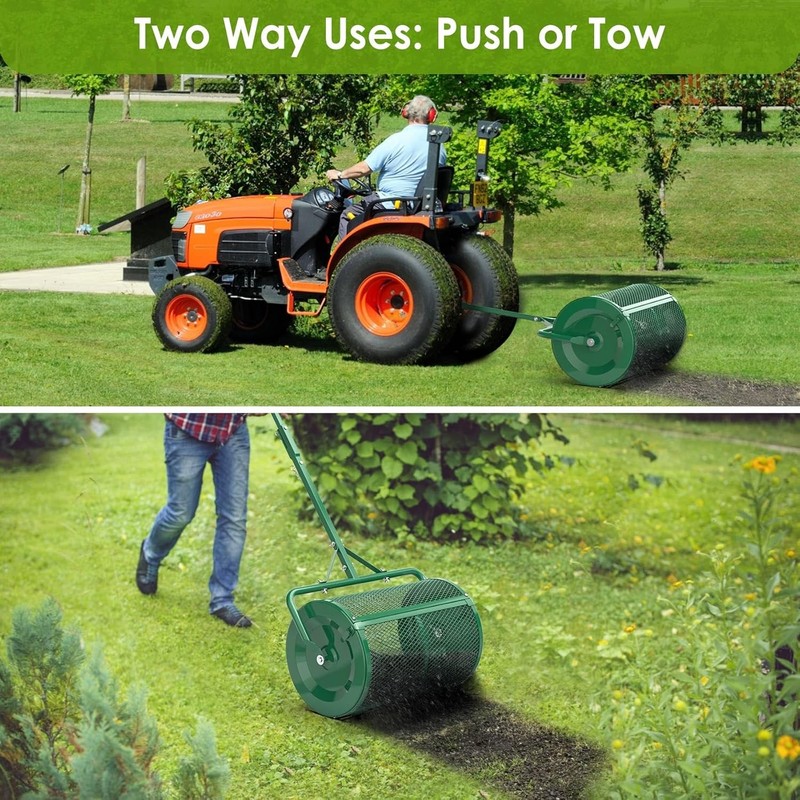 Compost Spreader, 24" Upgraded Peat Moss Spreader with 3 Heights, Top Soil Sprea gallery