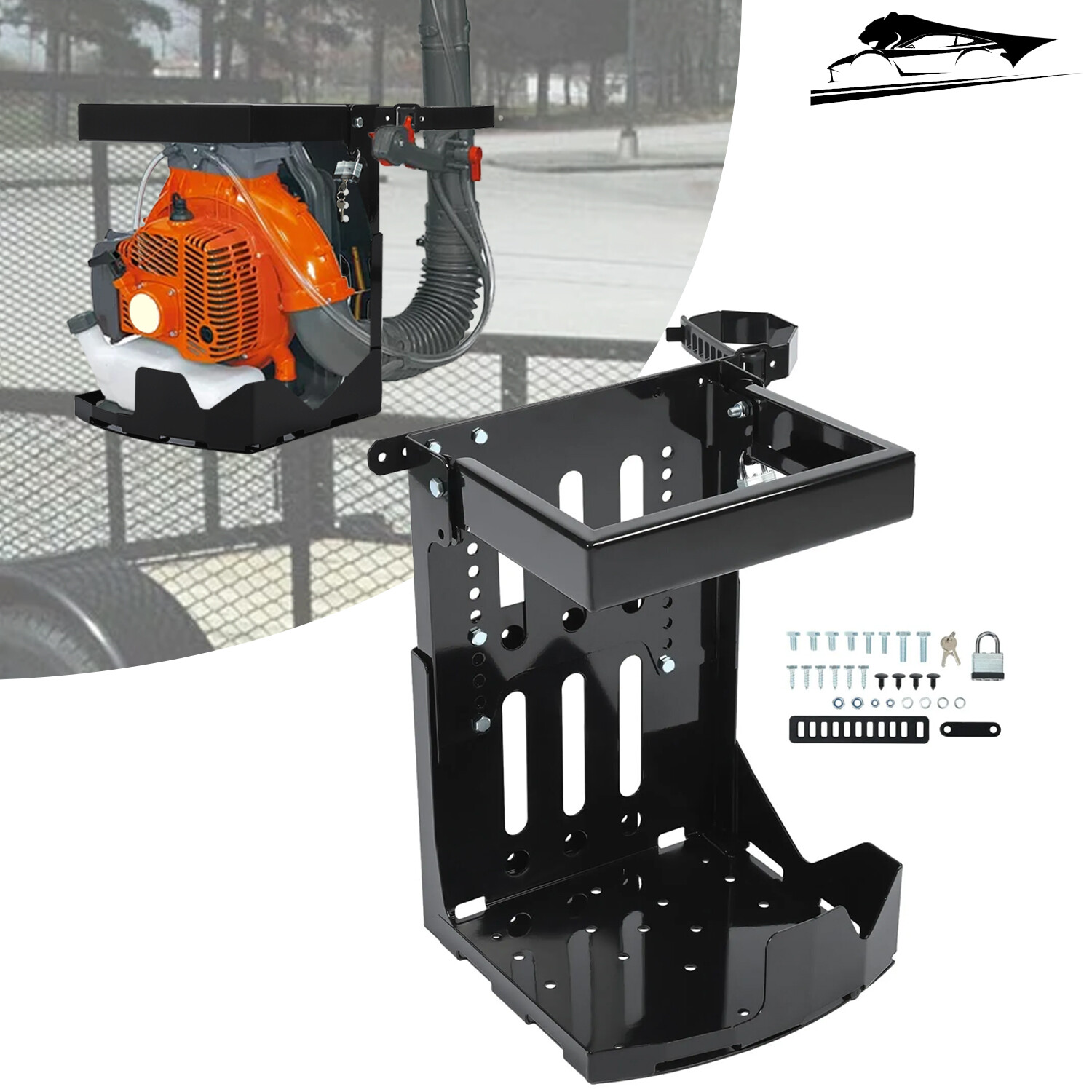Adjustable Backpack Blower Sprayer Rack For Open & Enclosed Landscape Trailer gallery