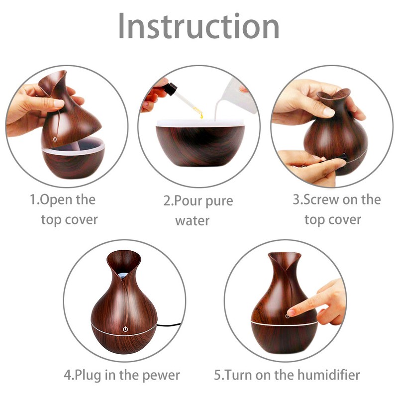 130ML Aroma Essential Oil Diffuser Wood Grain Aromatherapy Humidifier - 2 colors gallery