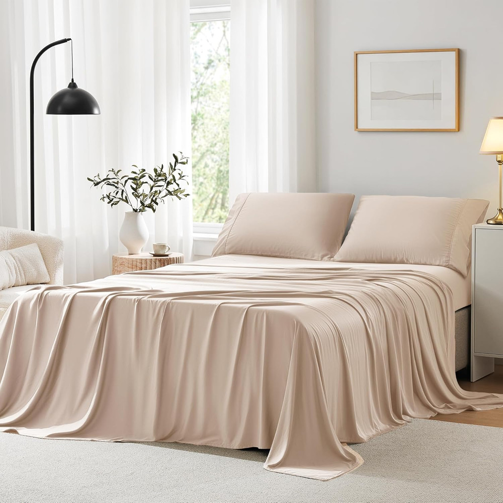 Cooling Sheets Split King Size Sandy - Rayon Derrived from Bamboo, Luxury Hotel