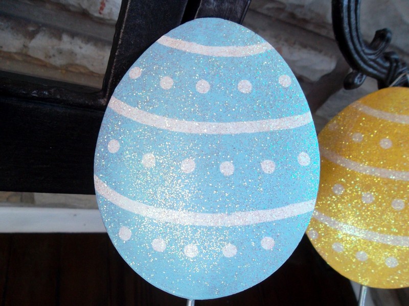 Metal Easter Egg Wall Decorations or Plant Stakes Pastel Colored Eggs Unique LOT gallery