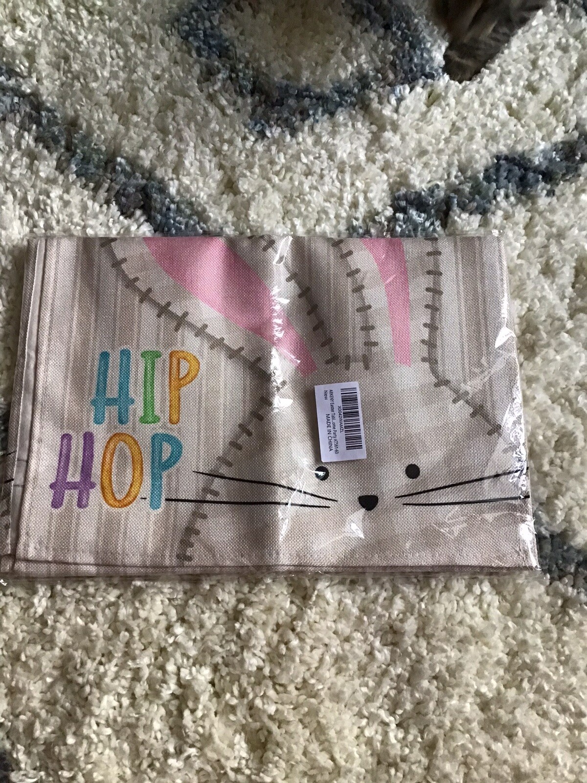 ARKENY Easter Table Runner 13x60 Inches, Bunny Rabbit Hip Hop SpringSummer Decor gallery