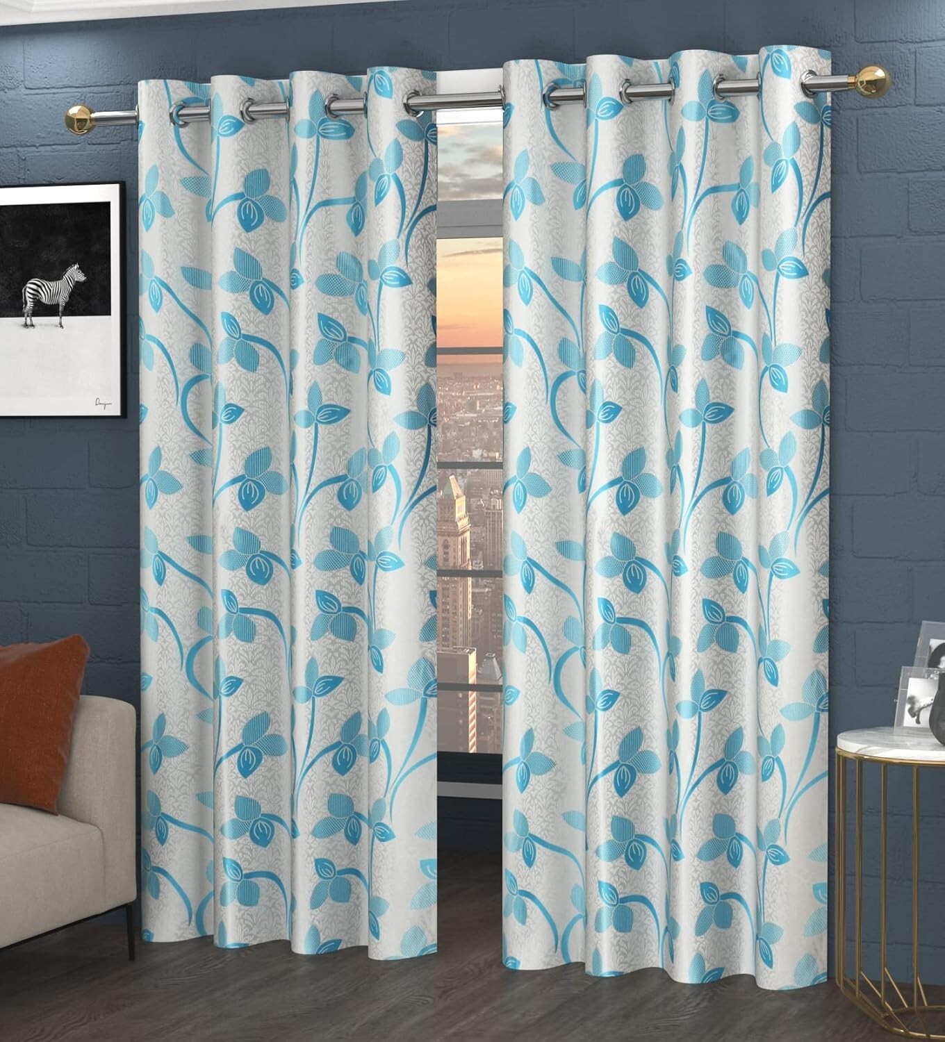 New 2 Piece Eyelet Polyester Door Curtain Set - 7 feet gallery