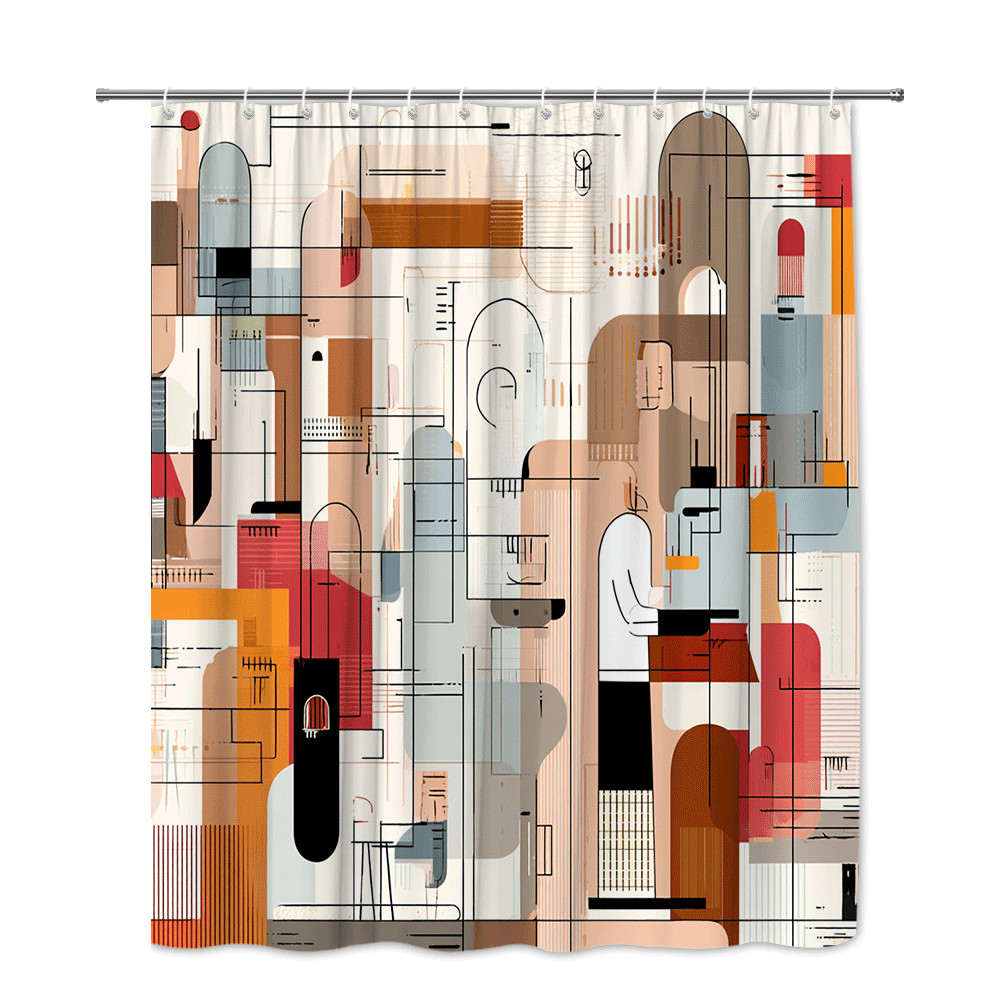 Abstract Geometric Shower Curtain Mid Century Modern Art Print gallery