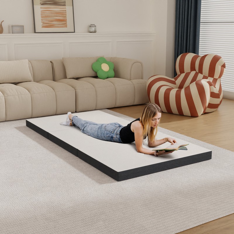 3-inch Folding Mattress, Tri Fold Memory Foam Mattress with Washable Cover gallery