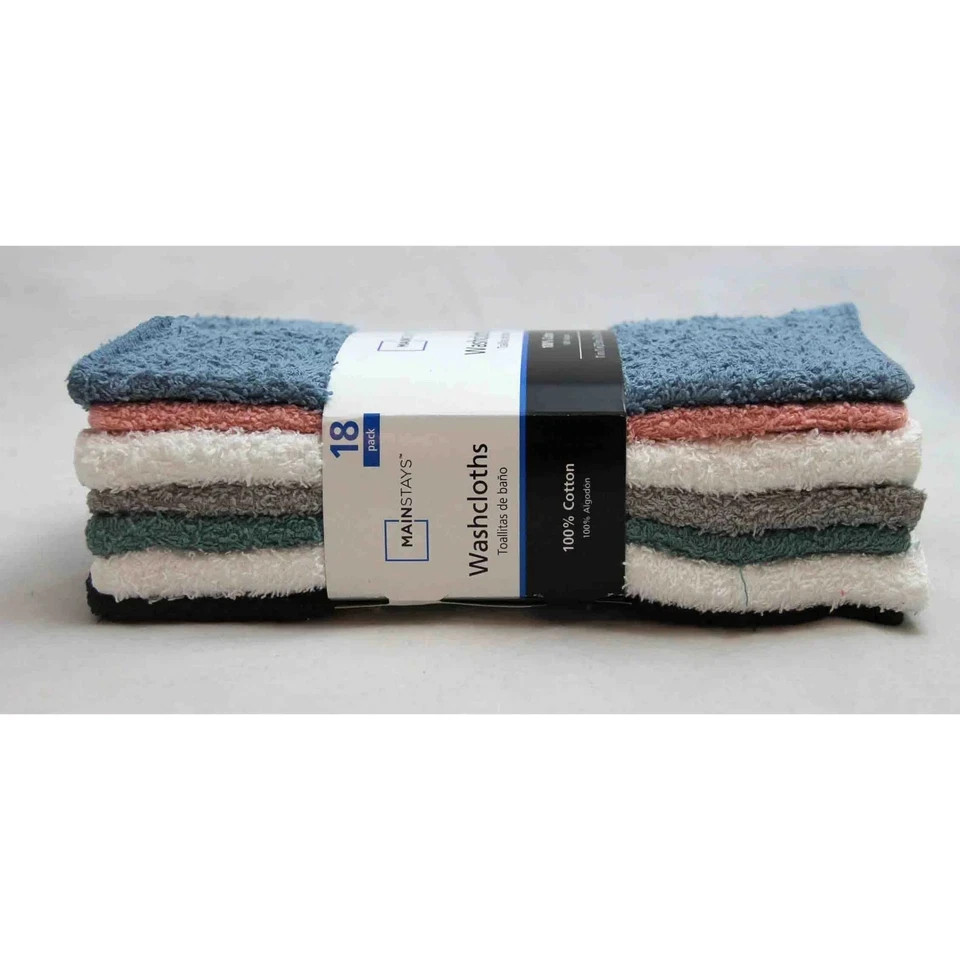 Mainstays 18-Pack Washcloth Bundle, Pastel Brand new in Packaging gallery