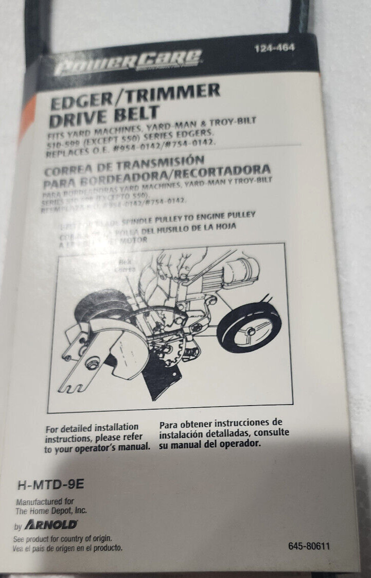 😃 Power Care Edger Trimmer Drive Belt 124-464 -YARD- MAN,TROY-BILT gallery