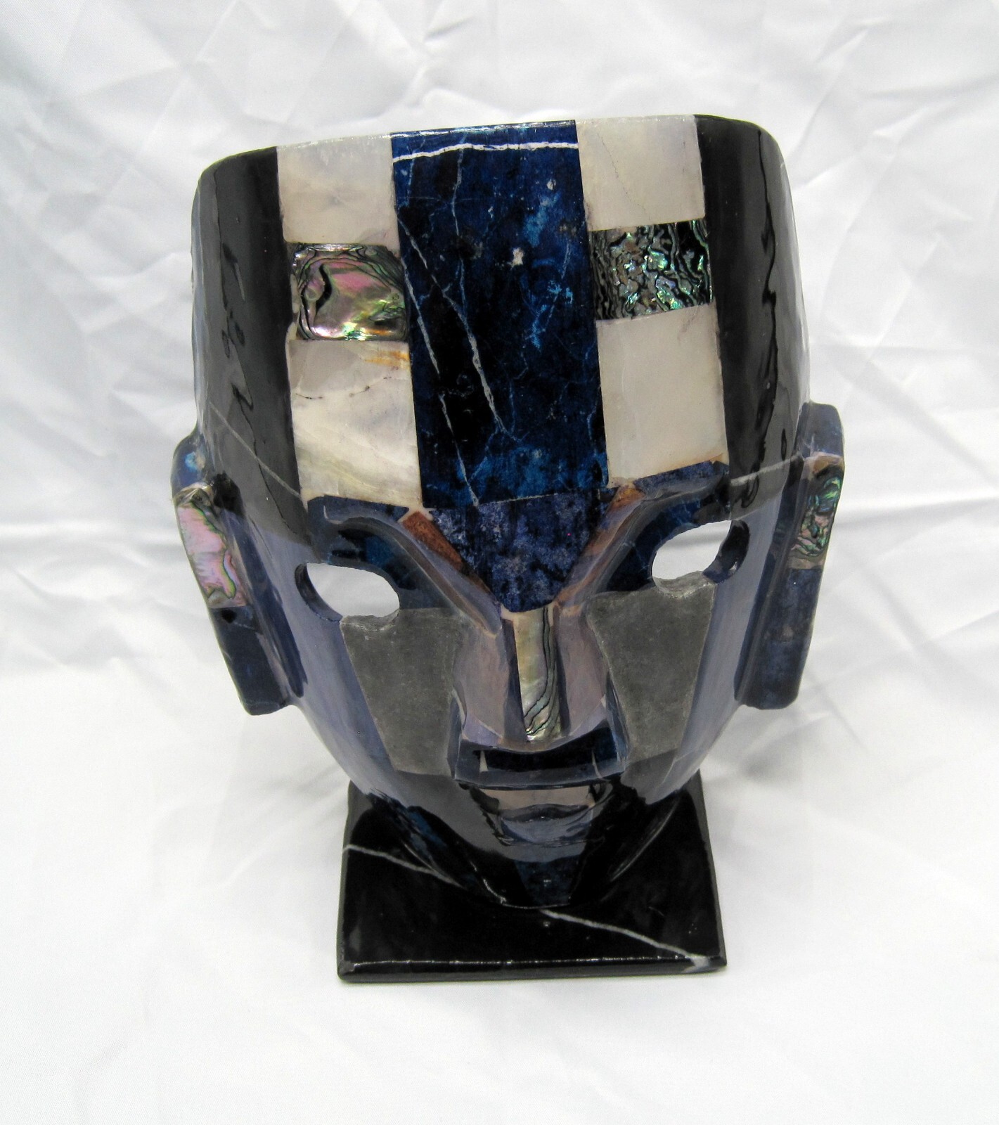 Aztec/Mayan Burial Tribal Mask Hand Made Abalone Lapis Black Onyx Stones gallery