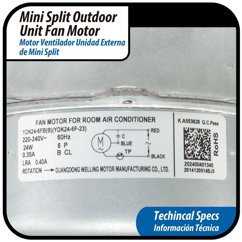 Fan Motor single phase asynchronous Outdoor Unit YKT-24-6-10L RoHS YDK24-6FB(B) gallery