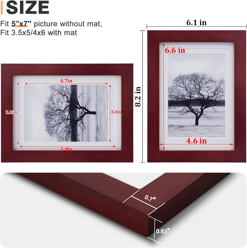 5x7 Picture Frames 4 Pack Covered by Plexiglass for Picture 4x6 with Mat or 5x7 gallery