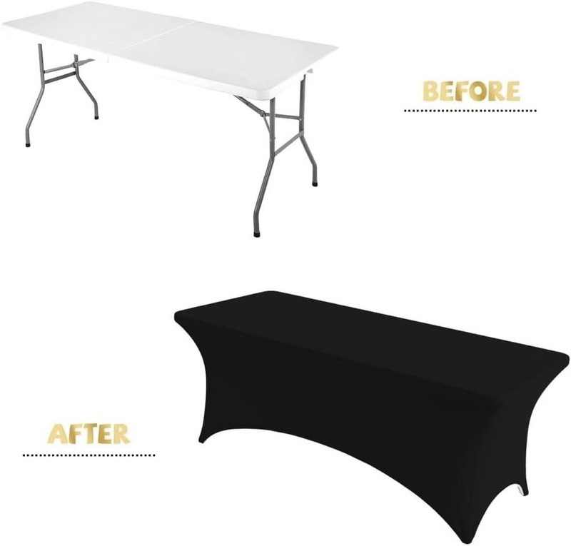 Custom Table Cloth Rectangular 72" x 30" Pure Black Polyester Spandex gallery