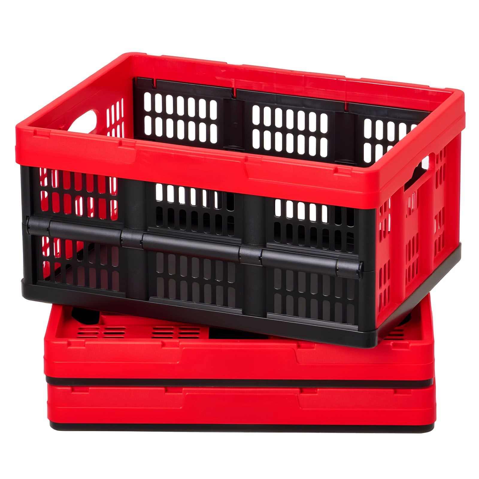 32L Collapsible Crates, 3-Pack, PP, Stackable, 26lb, Fold-Flat to 2.7in gallery