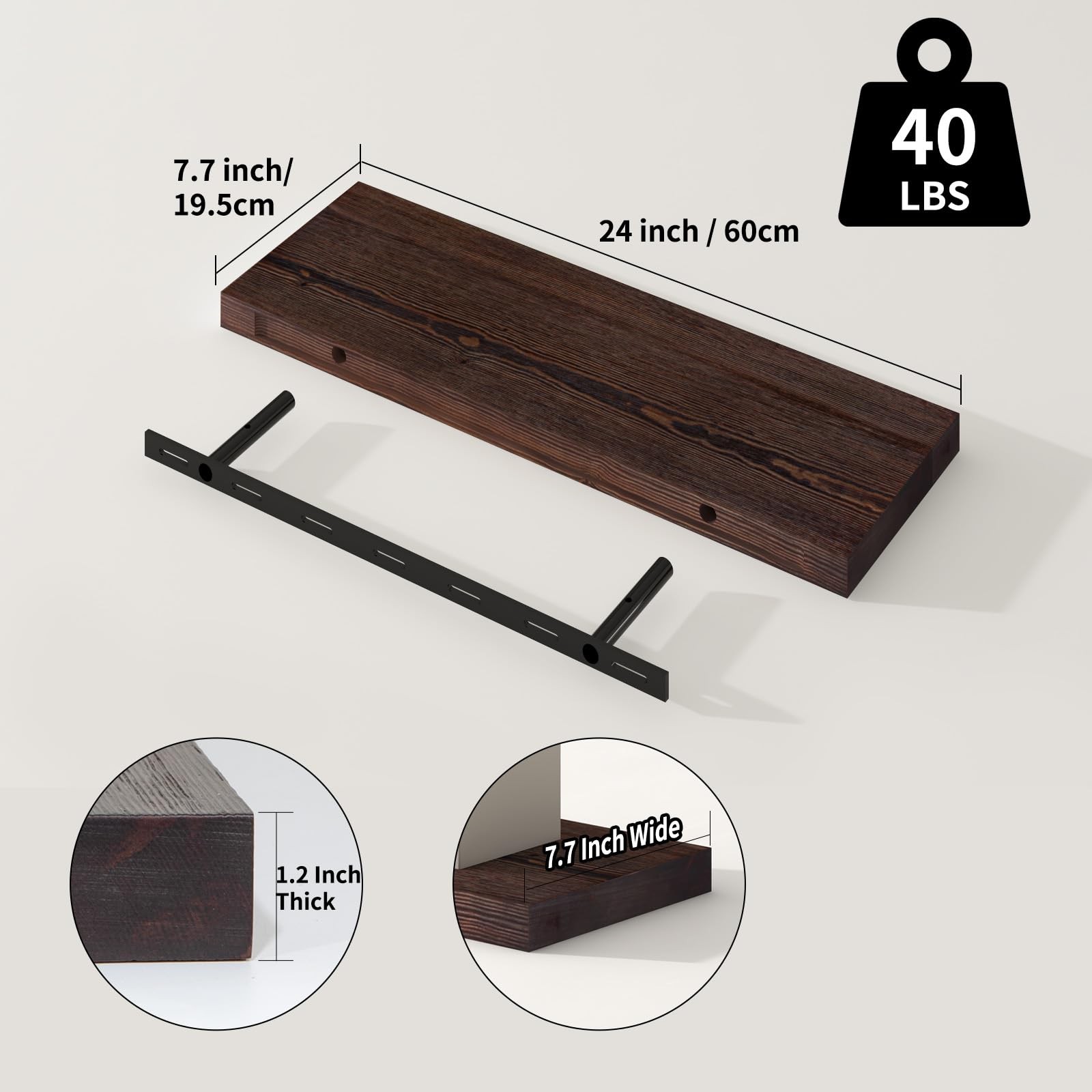 Saumonieres Floating Shelves 8 Inch Deep Solid Wood Wide Wall Shelf Set Of 2 gallery