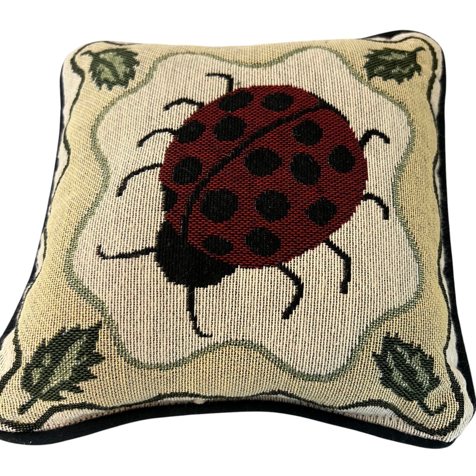 Ladybug Needlepoint Accent Pillow 8” Cottagecore Garden Decor Small Throw Pillow gallery