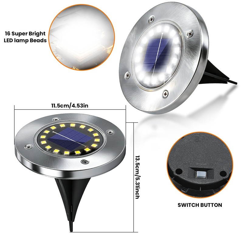 8Pack Waterproof Solar In Ground Lights Garden Lawn Disk Flat Buried Lamp 16-LED gallery