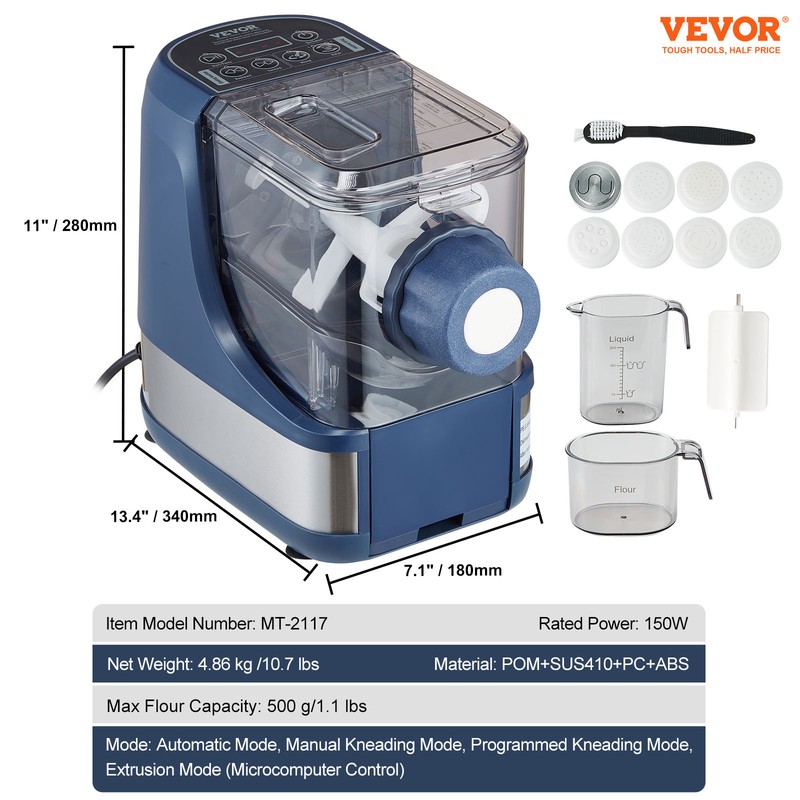VEVOR Electric Pasta Maker Automatic Noodle Making Machine with 8 Pasta Shape gallery
