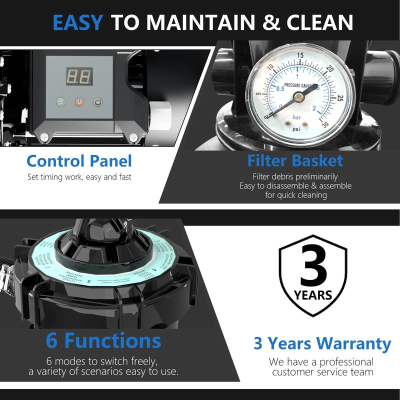 FOTING Sand Filter Pump for Above Ground Pool with Timer, Swimming Pumps System gallery