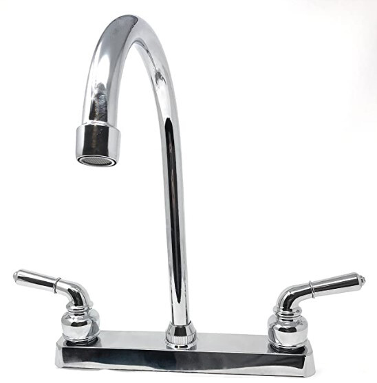 8" Two-Handle Tall Stainless Steel Spout Kitchen Faucet 8-Inch Center Hole gallery