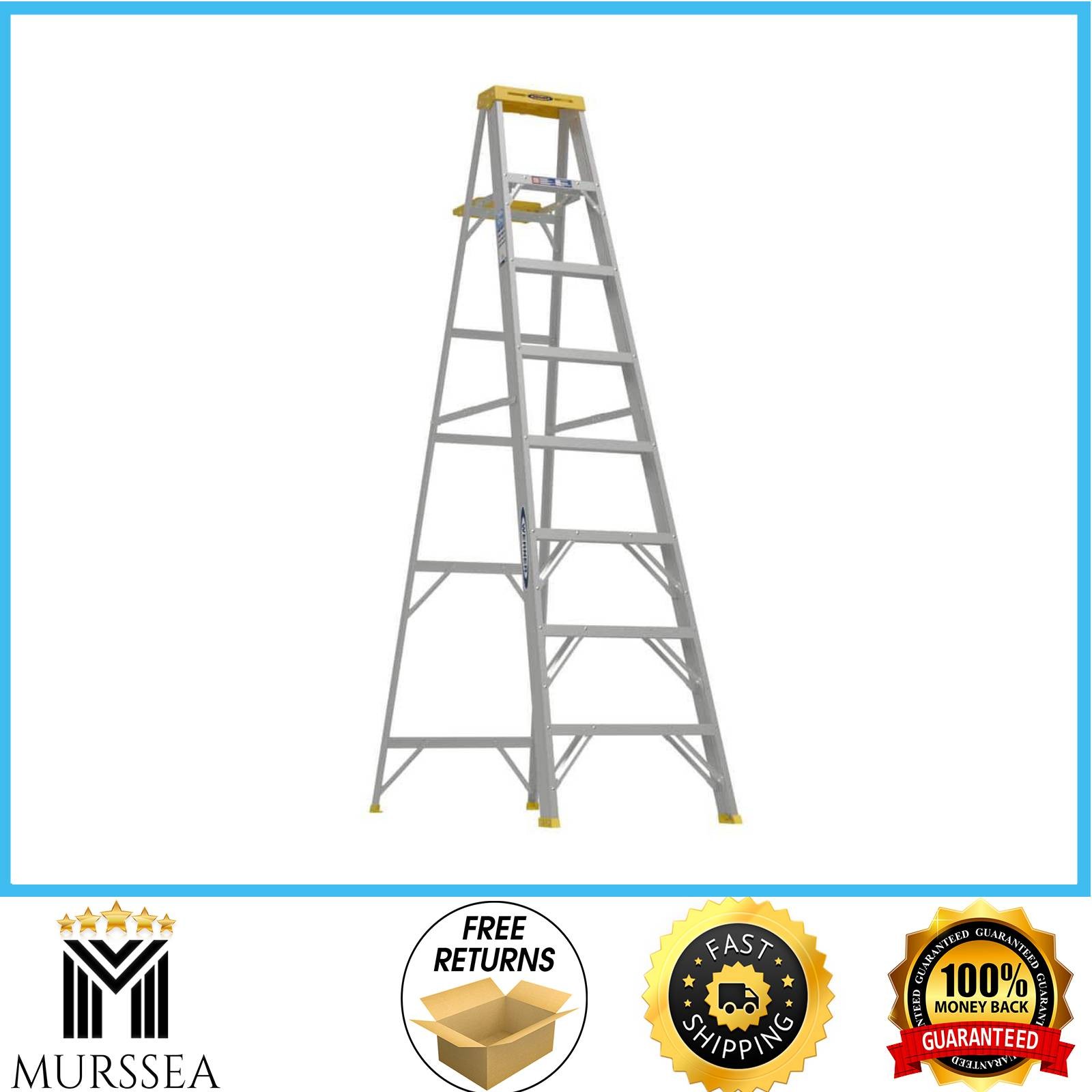 8 ft. Aluminum Step Ladder 12 ft. Reach Height With 250 lb. Load Capacity Ground gallery