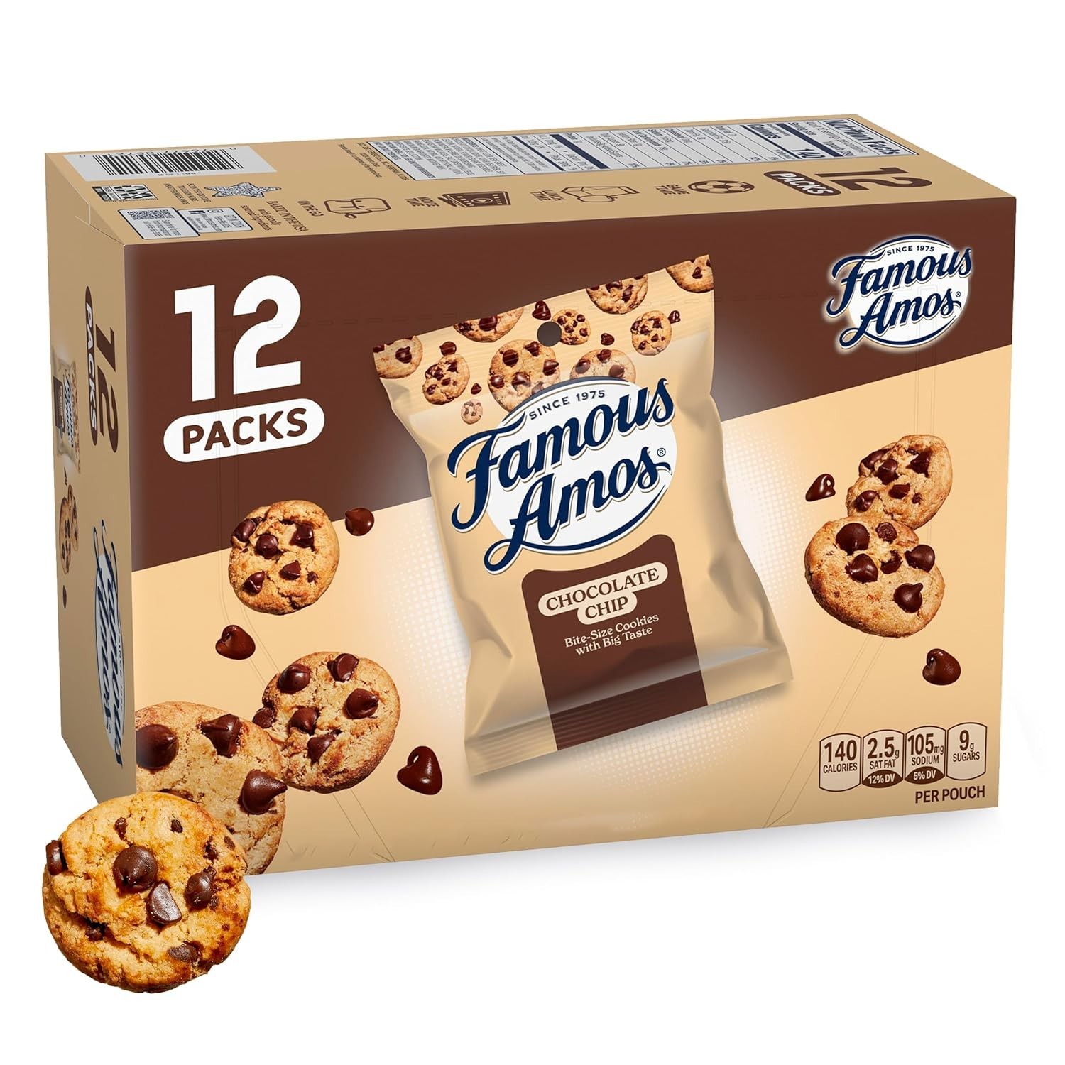 Famous Amos Classic Chocolate Chip Cookies, Bite-size cookies, Sweet Treats, 12 gallery