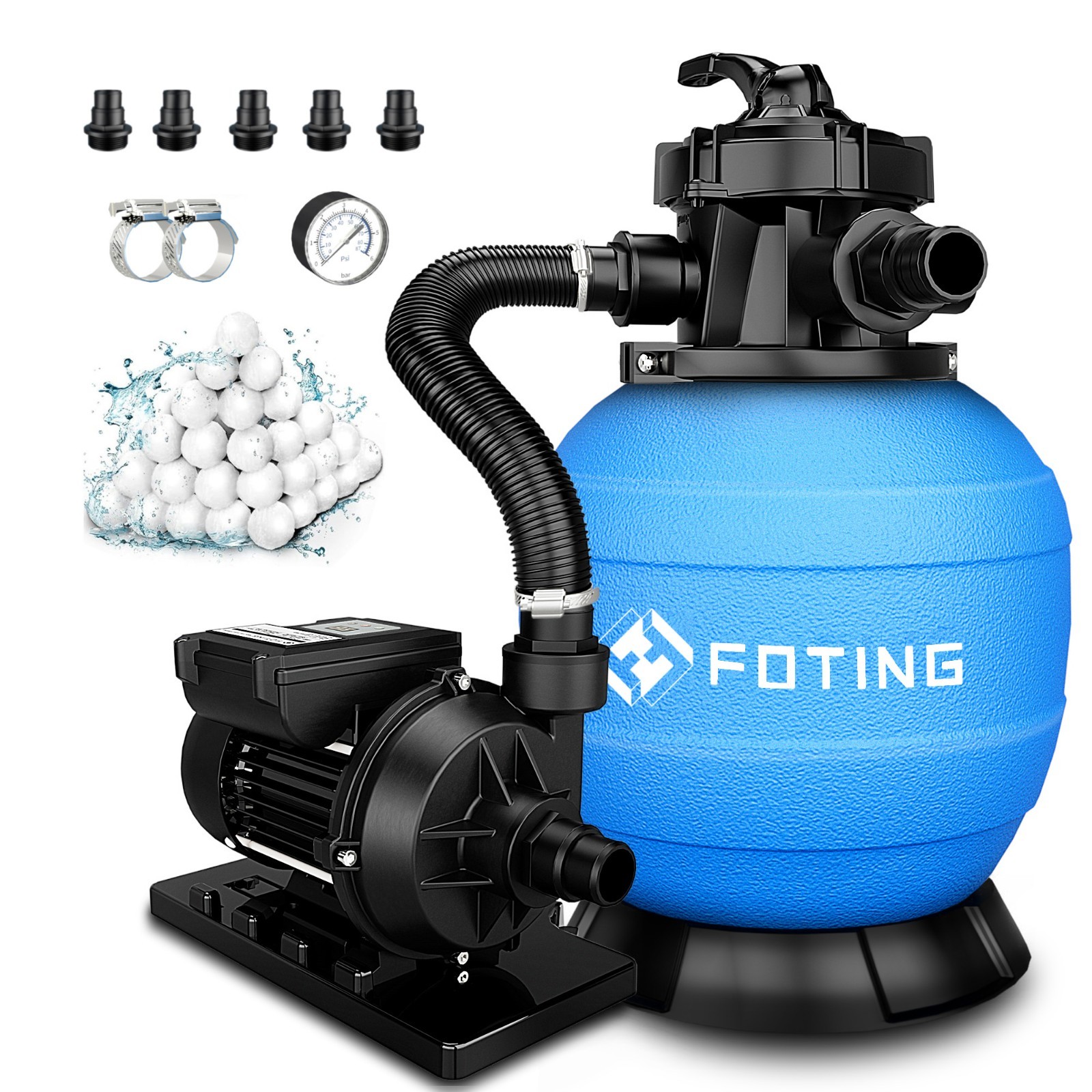 FOTING Sand Filter Pump for Above Ground Pool with Timer, Swimming Pumps System gallery