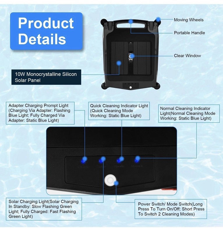 Solar Robotic Pool Skimmer 2 Cleaning Mode Automatic Swimming Pool Cleaner Robot gallery