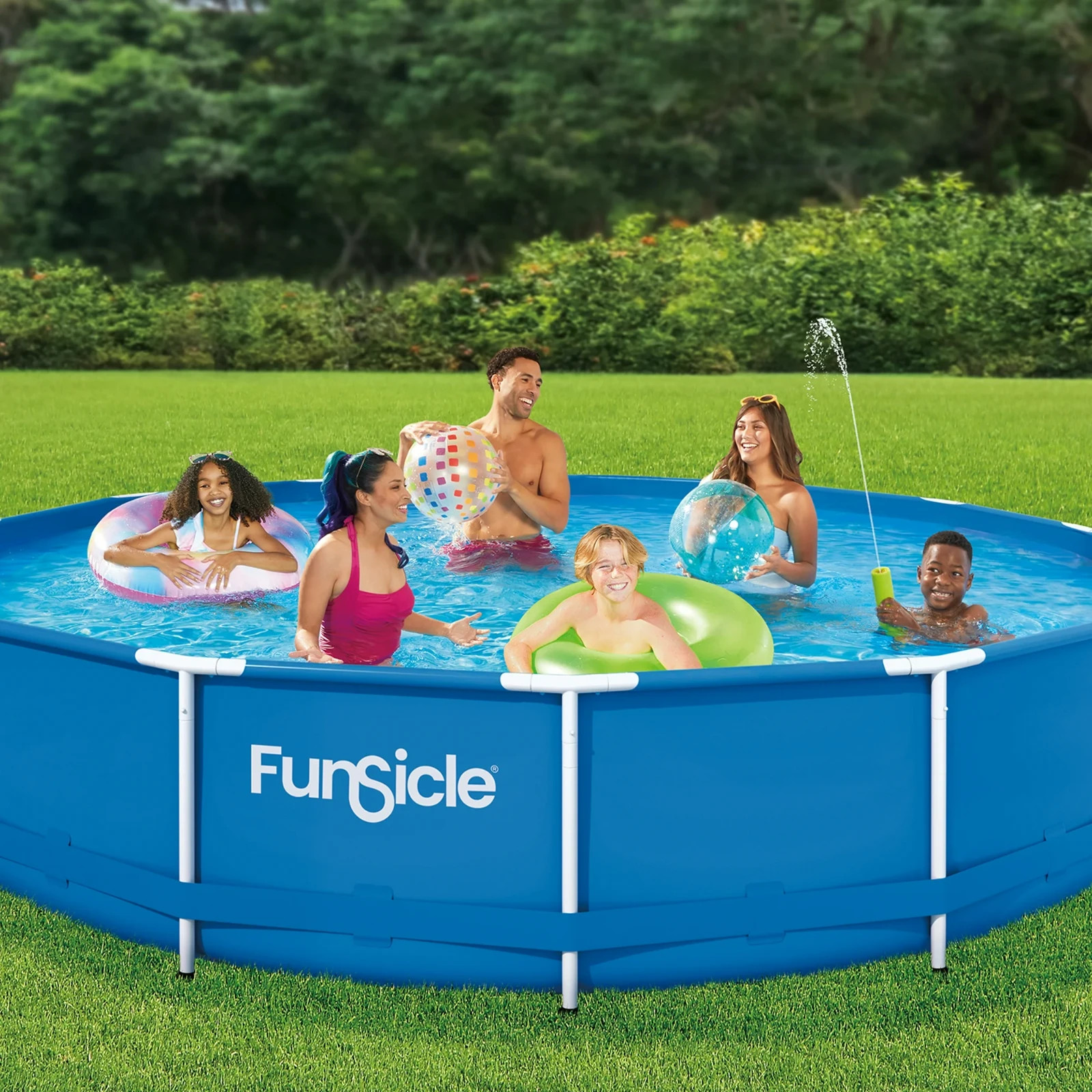 Funsicle 14ft Activity Above Ground Pool w/Skimmer Plus Pump, Metal Frame, Round gallery