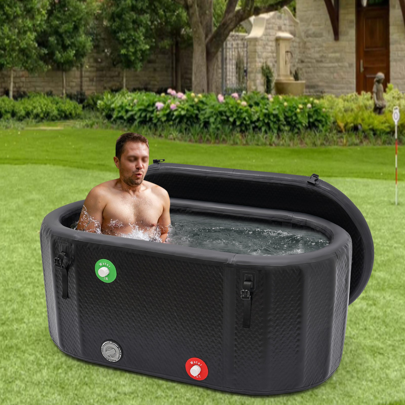 98 Gallon Ice Bath Tub Portable Inflatable Cold Plunge w/ Cover for Home Gym gallery