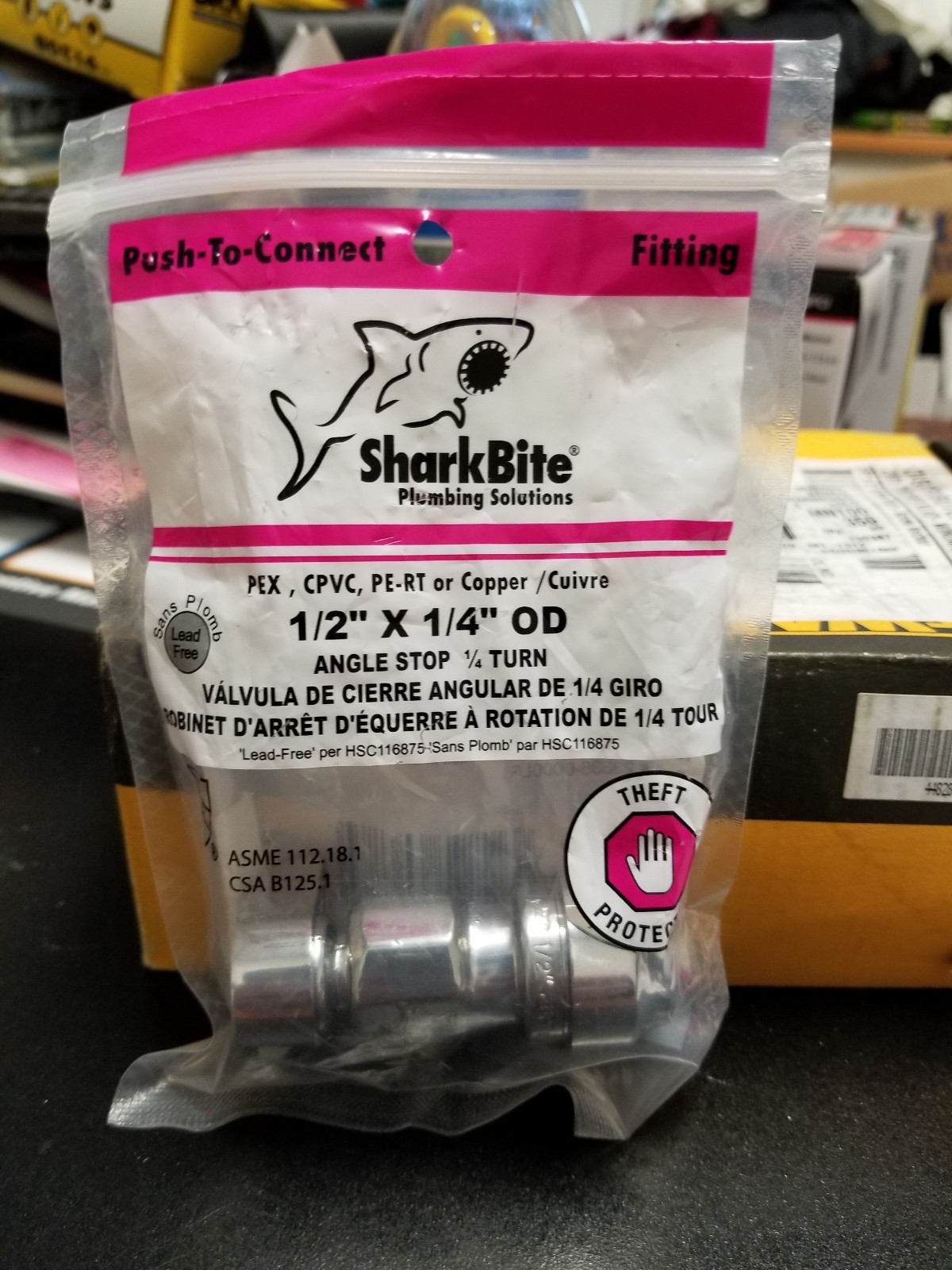 Sharkbite 1/2"×1/4" OD Angle Stop 1/4 Turn 23336-0000LF NEW gallery