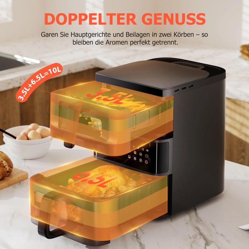 Double Stack Air Fryer Dual Basket Vertical Cooker w/ Window & Touch Screen New gallery