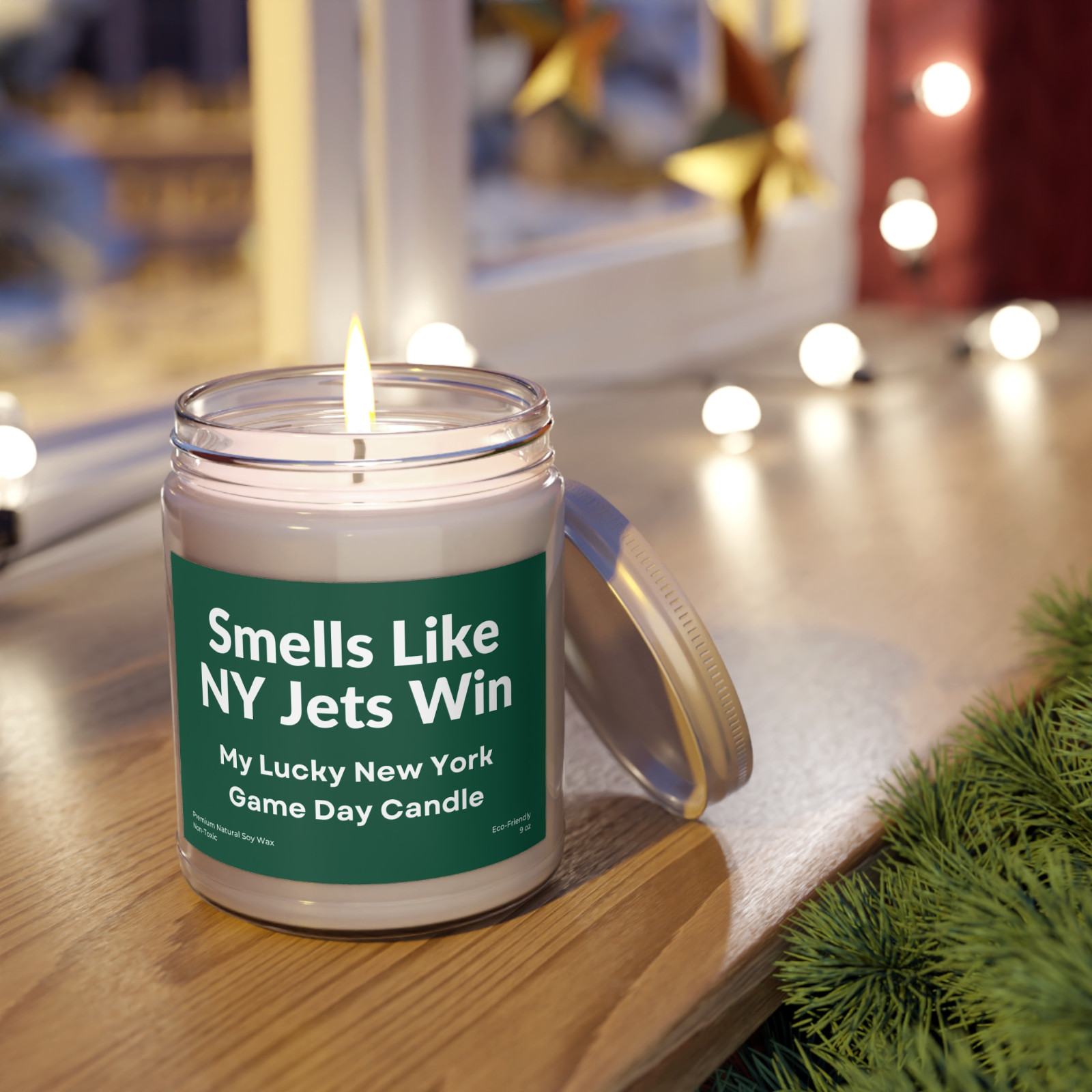 Customizable New York Jets Premium Natural Scented Candle 9 oz Football Decor gallery