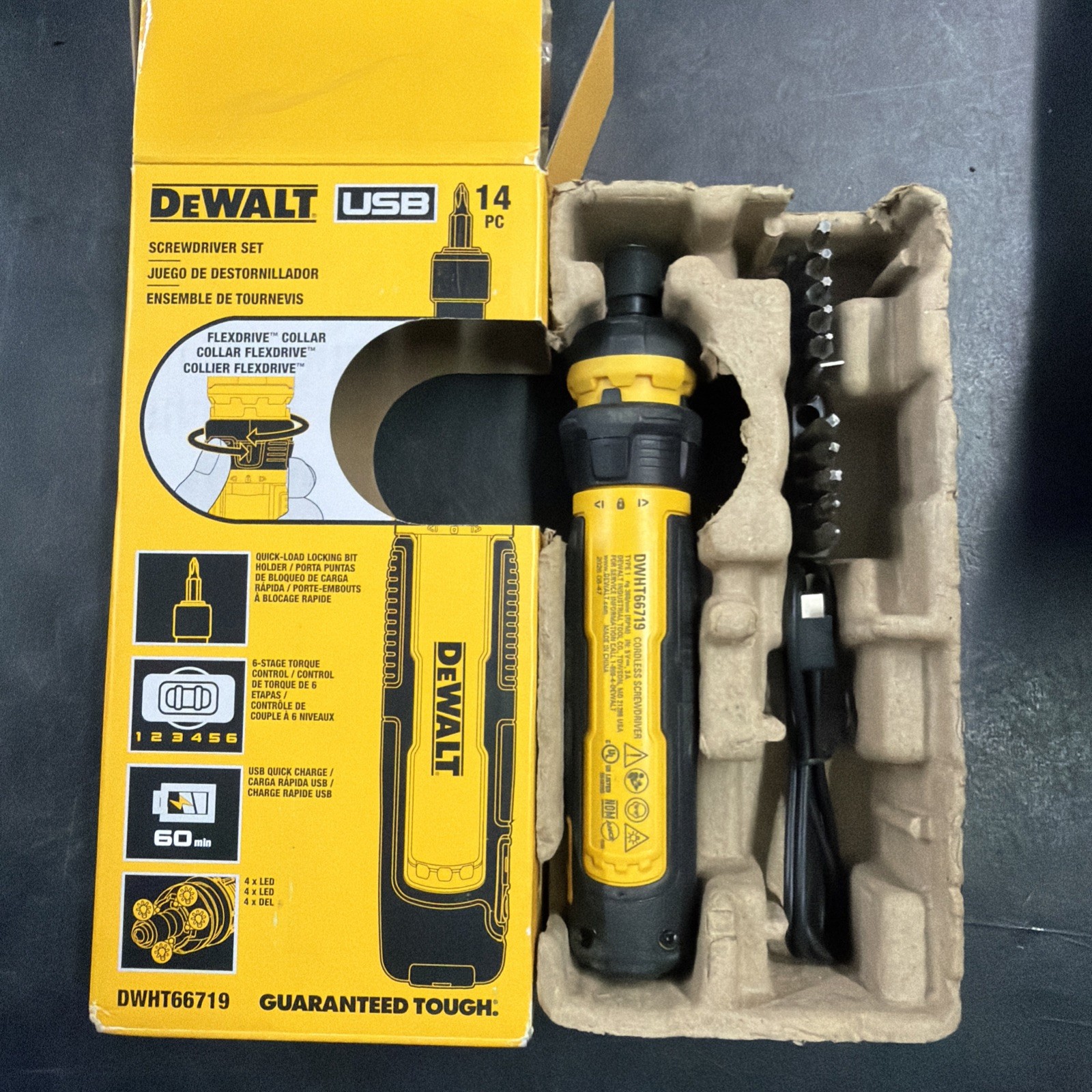 Cordless Screwdriver 4V USB Rechargeable LED 12pc Bit Set DEWALT Electric Light gallery