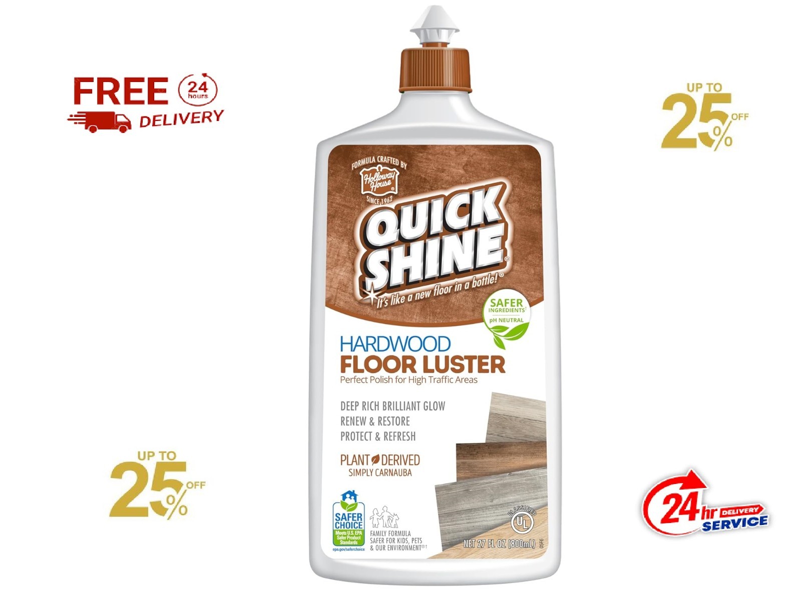 Quick Shine Hardwood Floor Luster 27oz Restores Color and Shine to Floors gallery