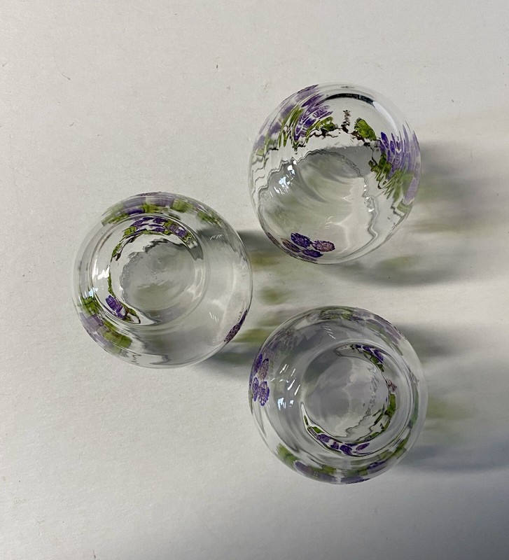 Hand Painted Grape Vine Clusters Stemless Wine Cocktail Glasses 12 oz 4.5” gallery