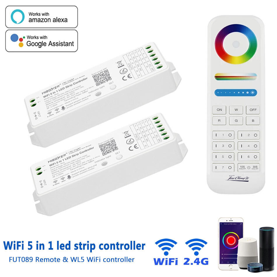 WL5 5in1 WiFi LED Controller RGBW RGB+CCT Alexa-compatible Voice Smart Phone APP gallery