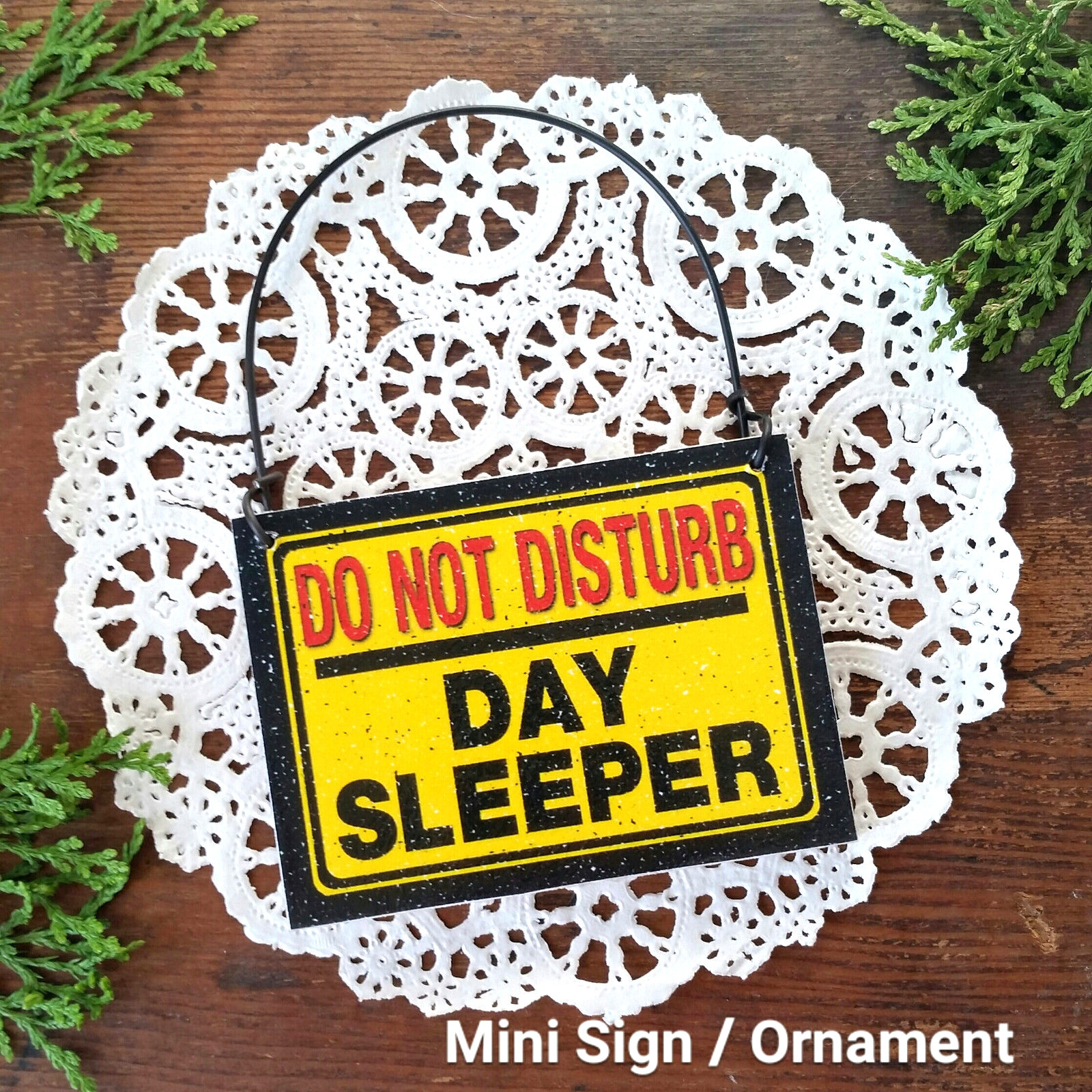 Mini Sign DO NOT DISTURB Day Sleeper Fits over Door Knob night worker swing USA gallery