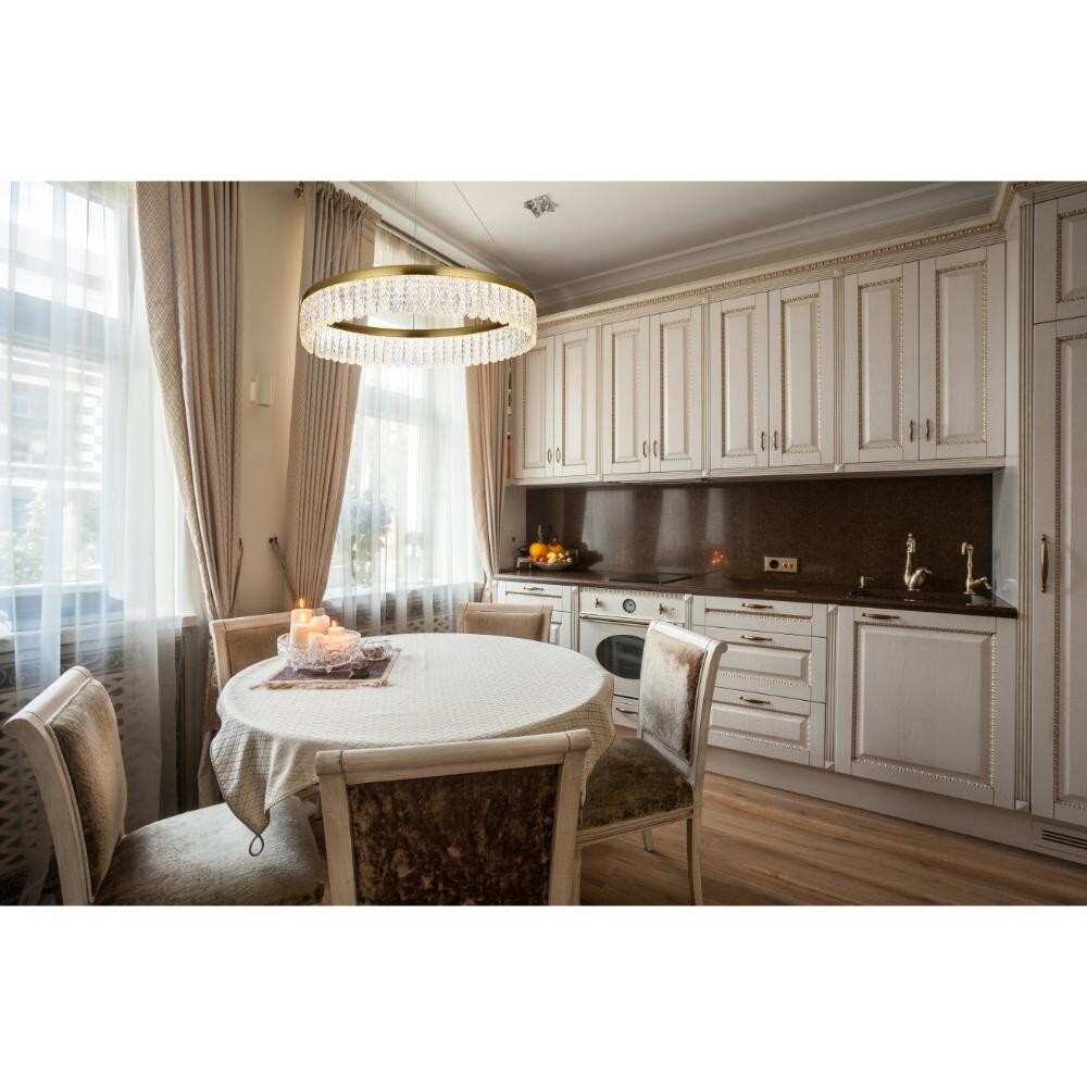 Chandelier Satin Gold Light Fixture Modern Foyer Living on Dining Room Table 24" gallery