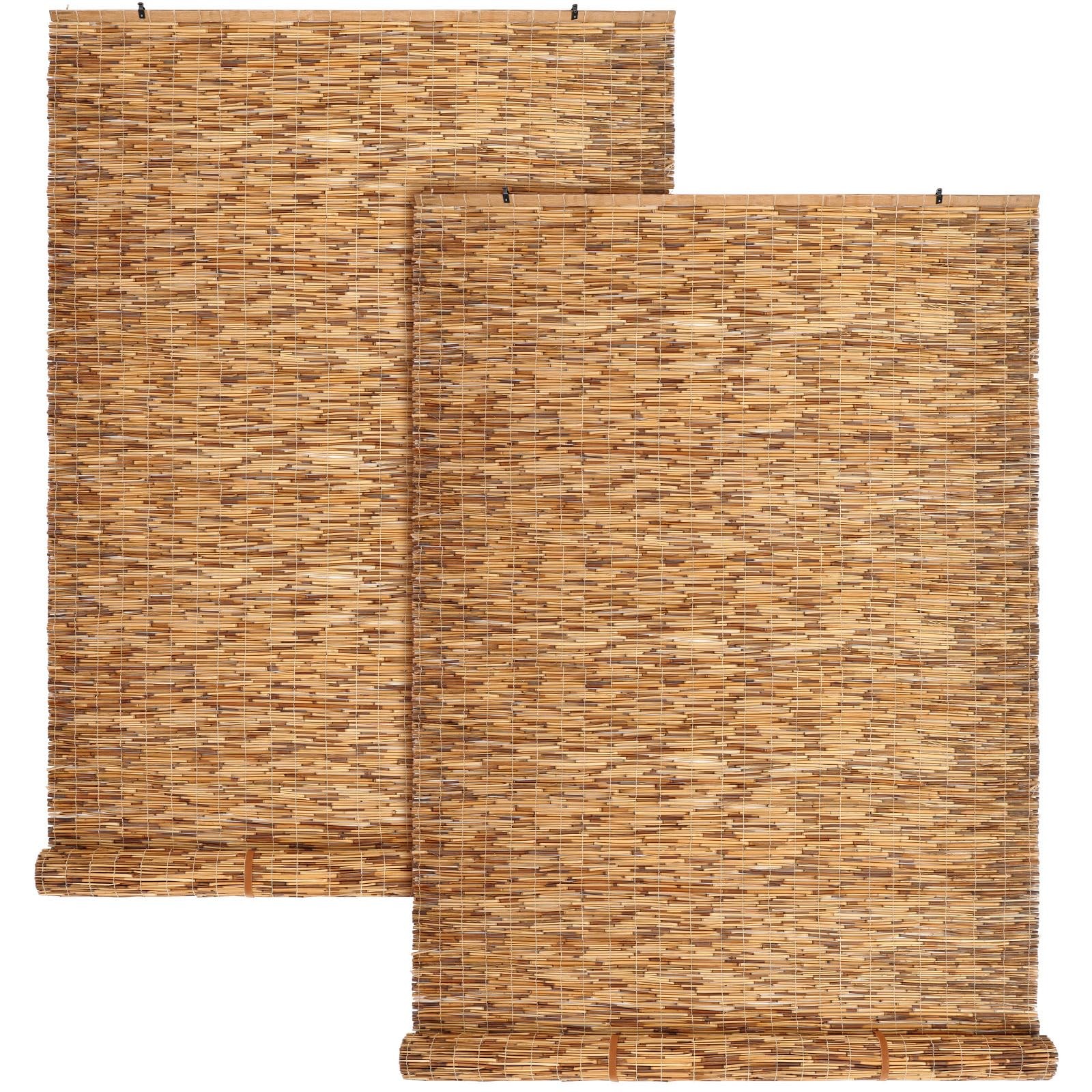 2 Pcs Bamboo Shades Outdoor Reed Roll Up Blinds 36" W x 72" H Blackout Sunsha... gallery