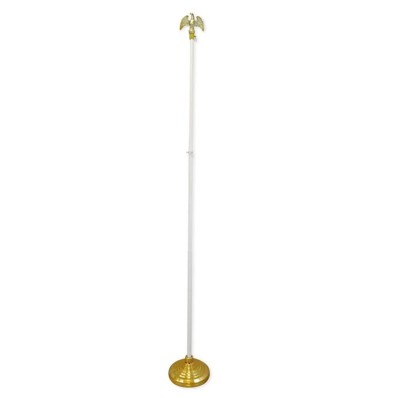8ft White Aluminum Flag Pole Only (Eagle Top) - Perfect for Office Indoor Use gallery
