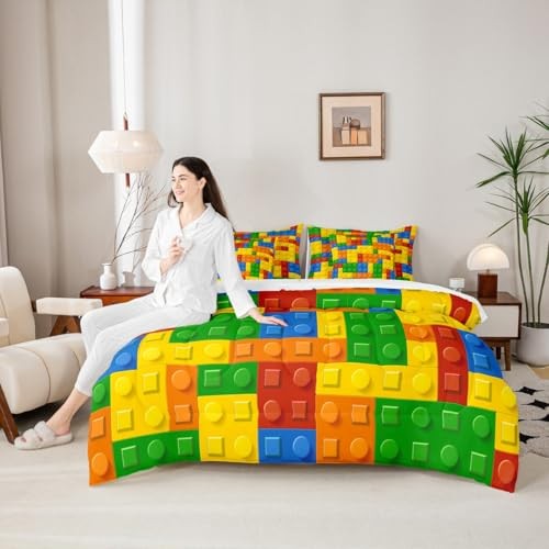 Building Blocks Comforter Set with Sheets Size Full Yellow Green Blue gallery